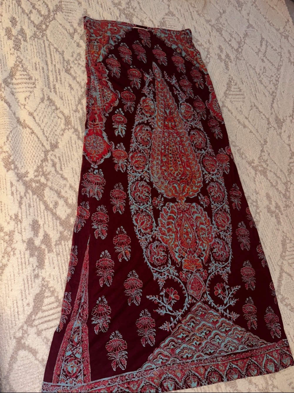 Billabong Boho Maxi Skirt Burgundy Paisley Like New Flowy Festival Style - Picture 3 of 15